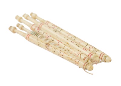 Lot 1045 - A collection of five 19th century bone lace bobbins.