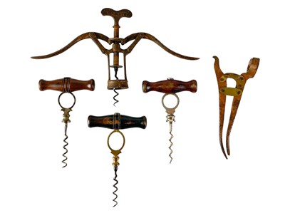 Lot 46 - A collection of signet type and lever type corkscrews.