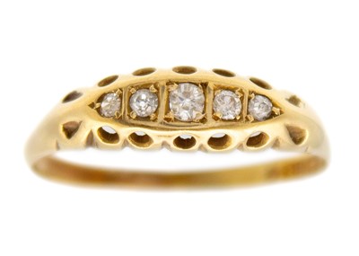 Lot 55 - A Victorian 18ct diamond set five-stone ring.