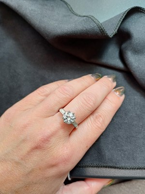 Lot 20 - A good 2.41ct estimated diamond solitaire platinum ring with Birmingham Assay report.