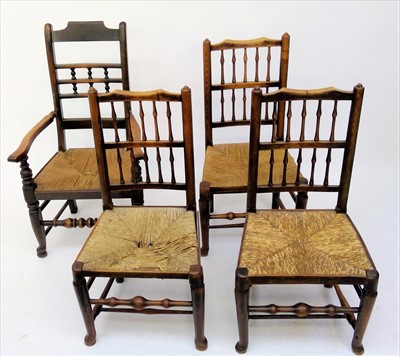 Lot 3072 - A matched set of four Lancashire ash and elm...