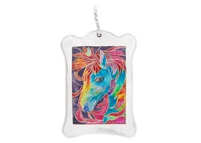 Lot 282 - A 999 fine silver and enamel 'Fantasy Horse' pendant by Samantha Suddaby.