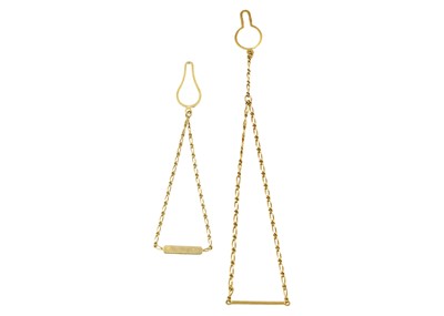 Lot 47 - An 18ct Italian tie retainer chain, and another in 9ct.