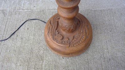 Lot 38 - Two, Oriental Carved Lamp Stands. The Larger...