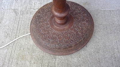 Lot 38 - Two, Oriental Carved Lamp Stands. The Larger...
