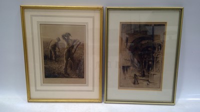 Lot 230 - Two etchings, 'The End of a Long Day' by W.A....