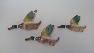 Lot 88 - Three graduated flying ducks, by Keele Street...