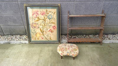 Lot 164 - A Framed Needlework Panel, Display Shelf and a...