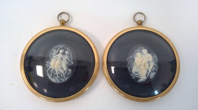 Lot 74 - Two Peter Bates cameos in frames, 8cm in...