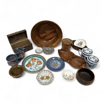 Lot 67 - A mixed lot of wood and ceramics including two...