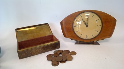 Lot 113 - A vintage Metamec eight-day clock, a metal tin...