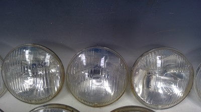 Lot 45 - Ten Vintage, 14cm diameter Lucas Headlights...