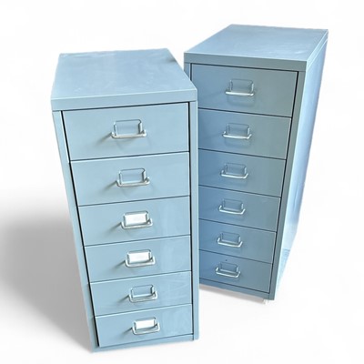 Lot 110 - Two office six draw cabinets, both on wheels...