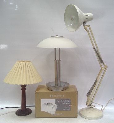 Lot 138 - A Ledu anglepoise style lamp, Two side lamps...