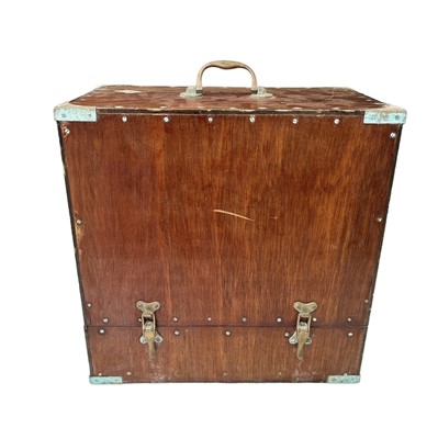 Lot 150 - A wooden case with brass fittings, height 42cm,...