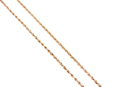 Lot 9 - A 9ct rose gold rope twist necklace.