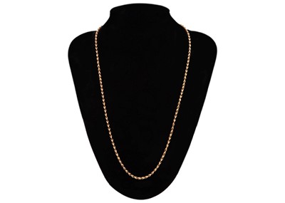 Lot 9 - A 9ct rose gold rope twist necklace.