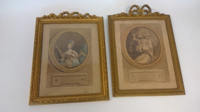 Lot 248 - Two French etchings of women, in ornate gilt...