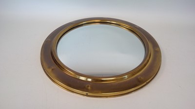 Lot 261 - A brass porthole convex mirror, 38cm in diameter.