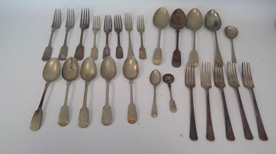 Lot 264 - A collection of antique plated cutlery.
