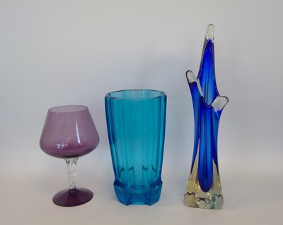 Lot 276 - A Sklo Union blue glass vase designed by...