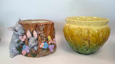 Lot 271 - A bunny-themed handpainted planter, made in...