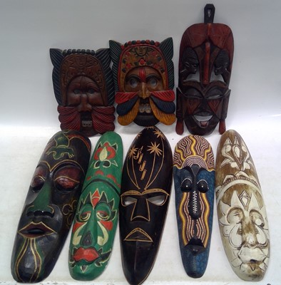 Lot 280 - Eight Hardwood Tribal Masks from Africa, Fiji...
