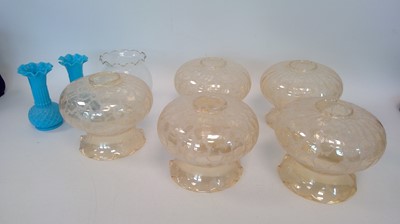 Lot 283 - Five vintage frill glass lampshades (15cm x...