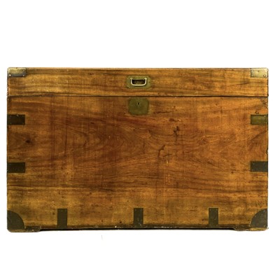 Lot 681 - A Victorian brass bound camphor wood campaign trunk.