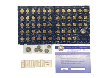 Lot 206 - USA Statehood etc Gilt Quarter Dollar Coins (x56) plus Bicentennal & Silver Coinage