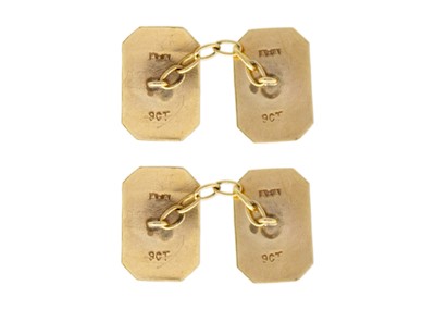 Lot 41 - A 9ct pair of engine turned cufflinks.