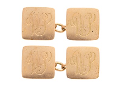 Lot 51 - A pair of 9ct rose gold cufflinks.