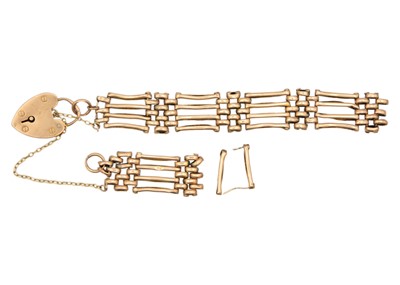 Lot 52 - A 9ct rose gold four bar gate link bracelet.