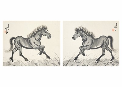 Lot 761 - A pair of Chinese watercolours each depicting a horse, 19th century.