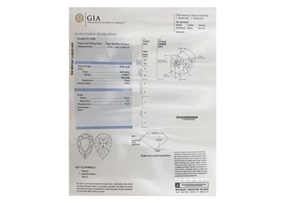 Lot 37 - A 0.60ct pear cut natural fancy yellow VVS2 diamond with GIA certificate.