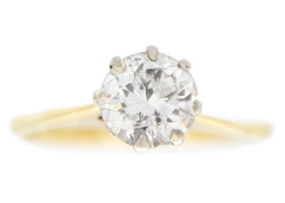 Lot 71 - An 18ct, 1.30ct (estimated) diamond solitaire ring.