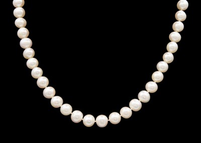 Lot 57 - A cultured pearl necklace with 9ct ball clasp.
