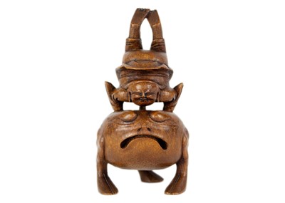 Lot 580 - A Chinese carved bamboo figure, late 19th/early 20th century.