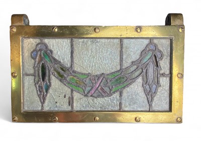 Lot 87 - A brass framed stained glass window ventilation light