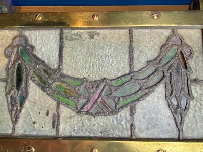 Lot 87 - A brass framed stained glass window ventilation light