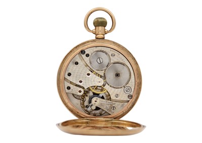 Lot 32 - A 9ct rose gold half-hunter pocket watch.