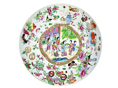 Lot 789 - A Chinese Canton enamel large plate.