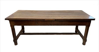 Lot 3475 - An early 18th century oak draw leaf refectory...
