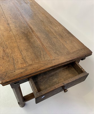 Lot 3475 - An early 18th century oak draw leaf refectory...
