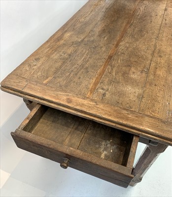 Lot 3475 - An early 18th century oak draw leaf refectory...