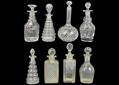 Lot 447 - A collection of eight various glass decanters and stoppers
