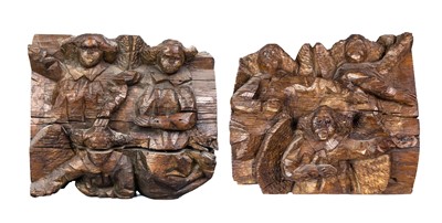 Lot 1029 - Two English oak church carvings.
