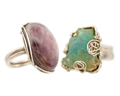 Lot 94 - HELEN FEILER - Two silver semi-precious stone set rings.