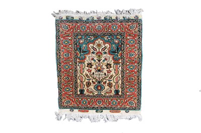Lot 435 - A Turkish silk mat, with label inscribed...