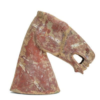 Lot 1022 - A Chinese terracotta horse head.